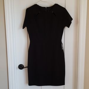 Black Cut-Out Shoulder Sheath Dress
